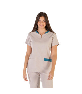 Blusa da donna con canesù anteriore e tasche a toppa, in X.LINEN elastico e morbido MIRTA UNIFORMES GARY'S 662300