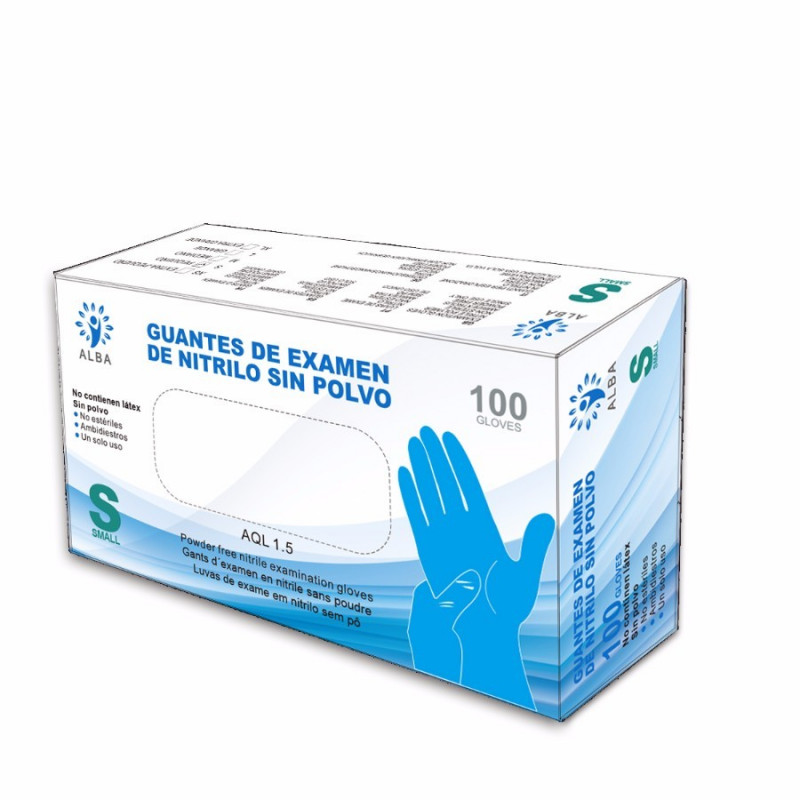 Guantes de examen de nitrilo sin polvo 1000 unidades (Azul)