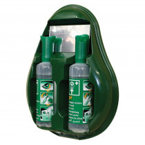 Estación mural con espejo 2 botellas lavaojos de emergencia 500 ml lesiones mecánicas - Solución salina estéril al 0,9%  - A12