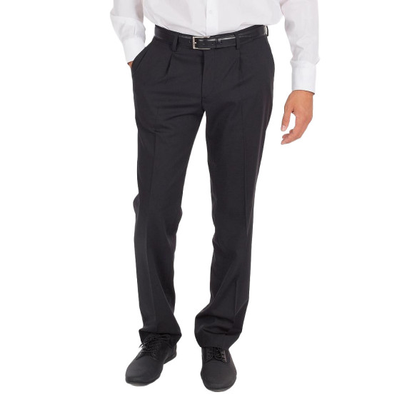 Herrenhose mit Bundfalten in Schwarz, aus dem Stoff CONFORT UNIFORMES GARY'S 792100.