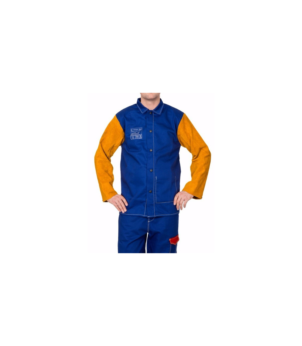 Chaqueta para soldador azul ignífuga con en cuero WELDAS Yellowjacket, comprar online