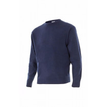 Navio azul jersey fino ponto com a série de pescoço redondo 105