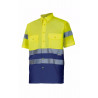 Camisa bicolor manga corta alta visibilidad VELILLA amarillo flúor Serie 142