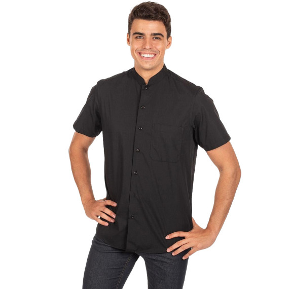 Chemise pour homme avec col mao et manches courtes, tissu popeline POP REDLINE UNIFORMES GARY'S 296100