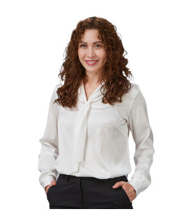 Shirt with scarf collar, buttoned cuff for women, satin fabric, ORIANA UNIFORMES GARY'S 242900