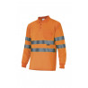 High visibility long sleeve polo shirt with reflective tapes VELILLA Series 174