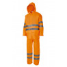 Fluorescent two-piece rain suit with hood VELILLA Series 189 high visibility.