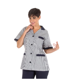 Robe de femme courte combinée avec des rayures et des couleurs unies, avec poches, tissu VICHY UNIFORMES GARY'S 522000