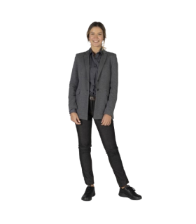 Americana da donna con 2 bottoni e colletto a revers grigio marengo, tessuto KNITSUIT UNIFORMI GARY'S 800023