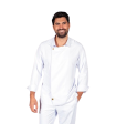 Unisex kitchen jacket with long sleeves and a collar, made of MICROFIBER ARIAS UNIFORMES GARY'S 943100.