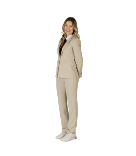 Women's American blazer with 1 button and beige lapel collar, X LINEN fabric UNIFORMS GARY'S 800025.