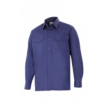 Camisa industrial de algodón de manga VELILLA (Azul marino) Serie 533