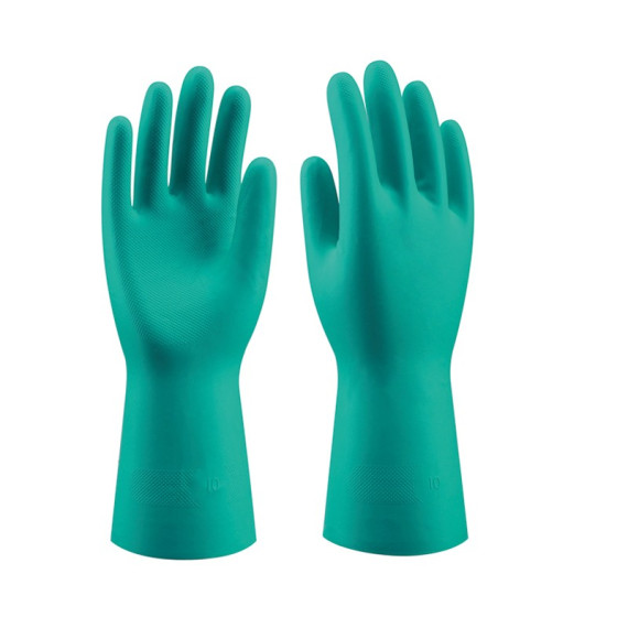 Guanto in nitrile chimico verde floccato L33 cm SAFETOP CHEMICAL GREEN (12 paia)