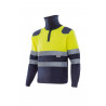 Two-tone high visibility sweater with zipper and shoulder reinforcement VELILLA Series 301001