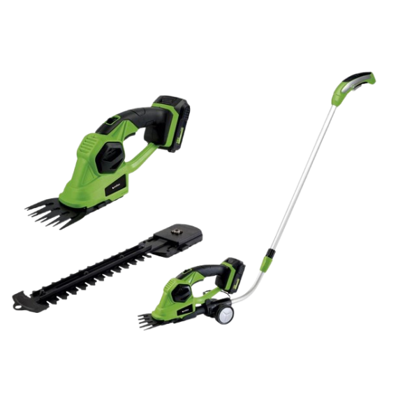 Kit de taille-haies à main avec extension et roues, alimenté par batterie Lithium-ion COFAN 50003305.