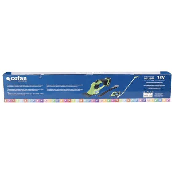 Kit tagliasiepi a mano con estensione e ruote con batteria al litio Li-ion COFAN 50003305