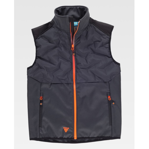 Chaleco acolchado combinado con tejido Workshell WF3026 WORKTEAM