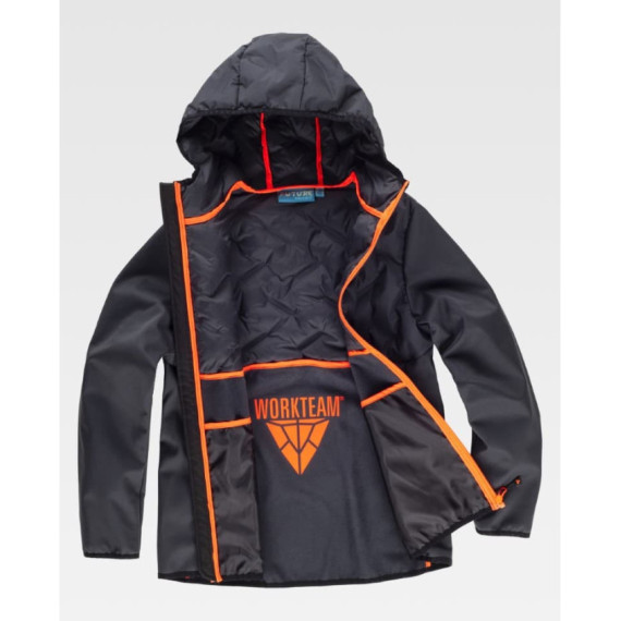 Jaqueta acolchoada de ultra-som e mulher encapuzada Softshell. Workteam wf3025