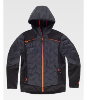 Jaqueta acolchoada de ultra-som e softshell com capuz. Workteam wf3020