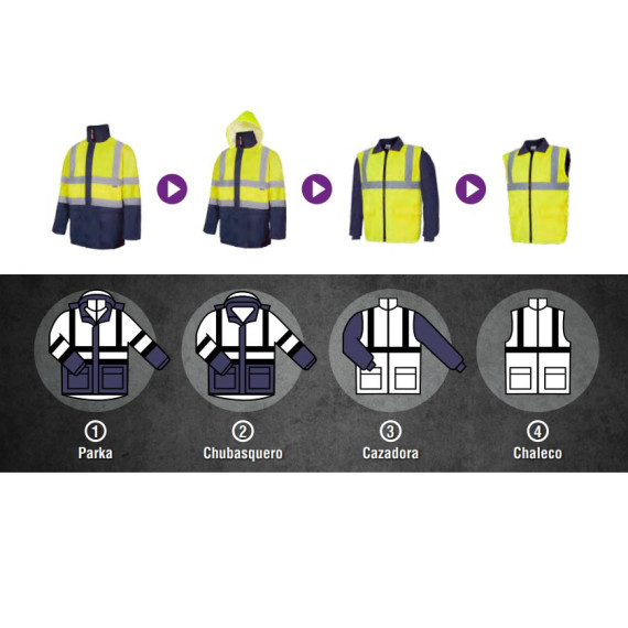 Parka 4 em 1 Bicolor High Visibility Series 306003