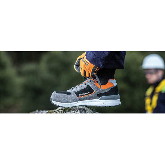 Zapato sport cordones S3S SR FO ESD suede gris/naranja SINIO SAFETOP