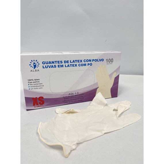 Powdered latex examination gloves (100 units/package)