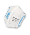 Mascarilla FFP3 válvula+membrana NR D plegable vertical, tiras correderas SAFETOP