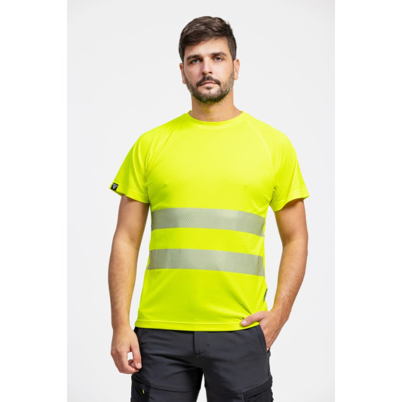 High Visibility T-Shirt Short Sleeve in Microphé Polyester with Segmented Reflective Ribbons C3970