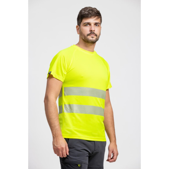 High Visibility T-Shirt Short Sleeve in Microphé Polyester with Segmented Reflective Ribbons C3970