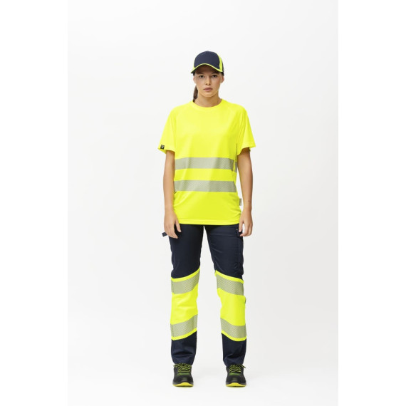 High Visibility T-Shirt Short Sleeve in Microphé Polyester with Segmented Reflective Ribbons C3970