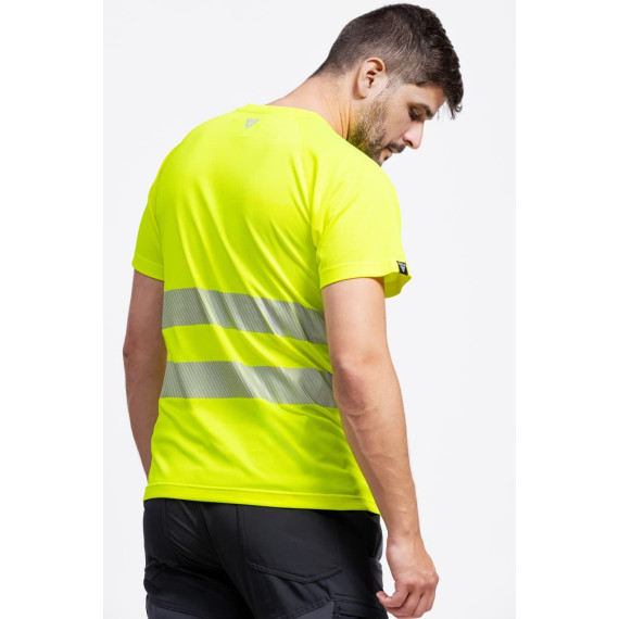 High Visibility T-Shirt Short Sleeve in Microphé Polyester with Segmented Reflective Ribbons C3970