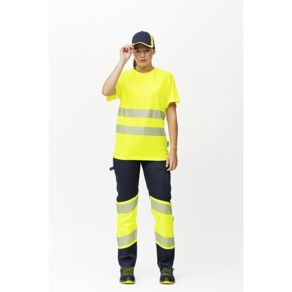 High Visibility T-Shirt Short Sleeve in Microphé Polyester with Segmented Reflective Ribbons C3970