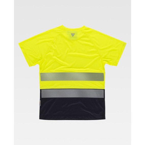 High visibility t-shirt combined short sleeve in polyester Microphé with segmented reflective tapes C3975