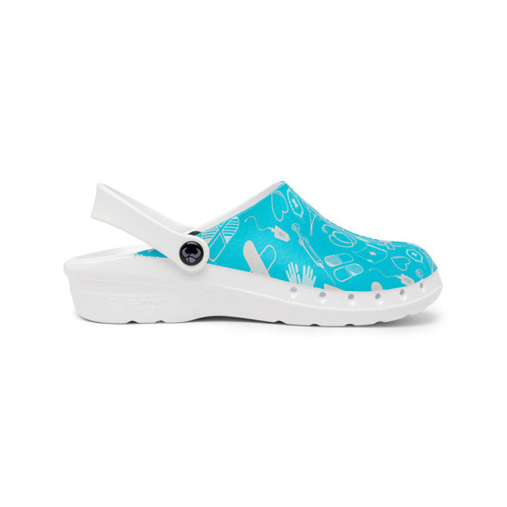 Professional printed medical clogs Blue non-slip SRC - ODEN