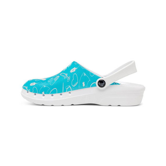Professional printed medical clogs Blue non-slip SRC - ODEN