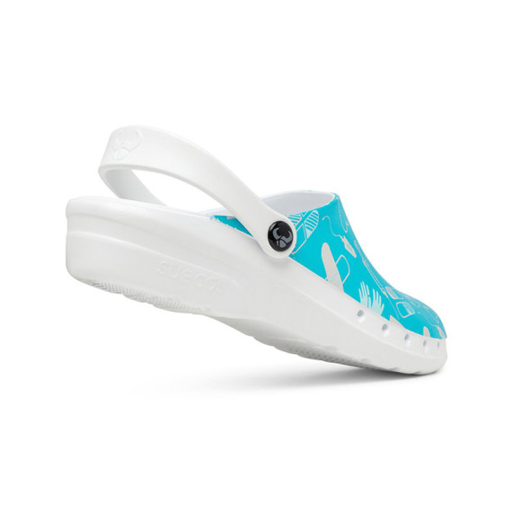 Professional printed medical clogs Blue non-slip SRC - ODEN