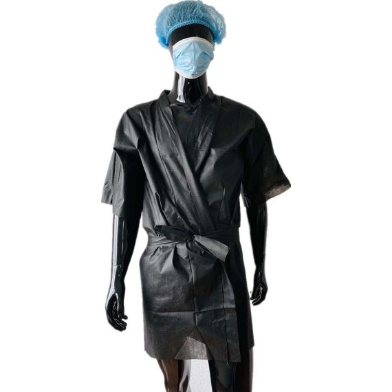 Kimono descartável preto com bolso ALBA