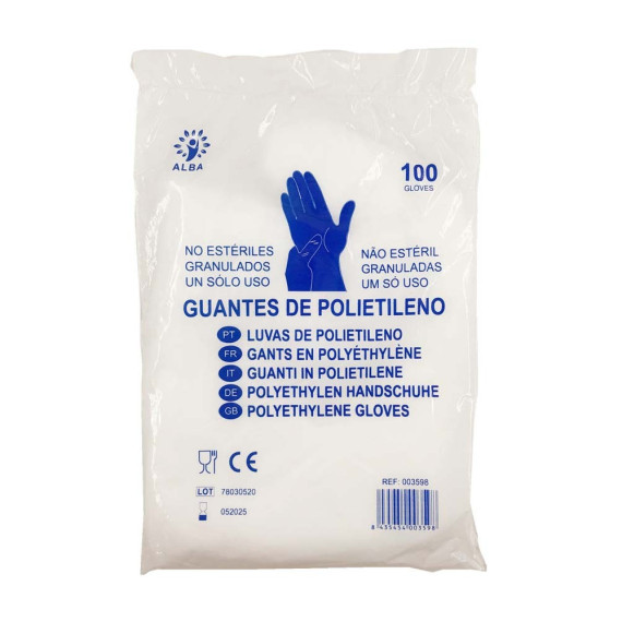 Guantes de polietileno de un solo uso (Paquete de 100 Unds)
