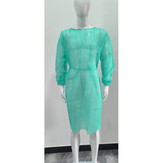 Bata verde desechable con puño tricot ALBA