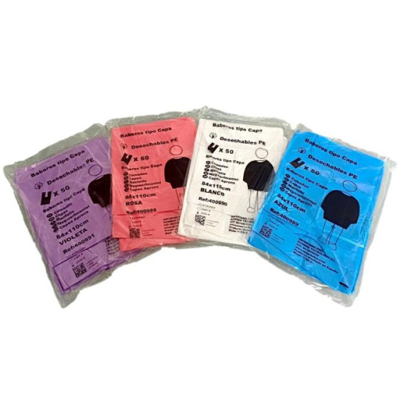 Disposable polyethylene dye cape 84x110cm (Pack of 50 Units)