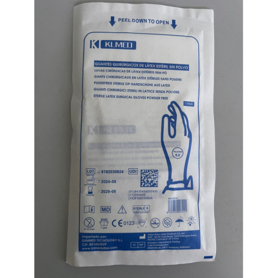Sterile surgical latex glove without dust (50 pairs pack)