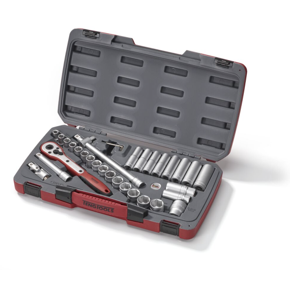 Mecca Pro 1/2" Steckschlüsselsatz, 6 Punkte, 34 Teile T1234 TENG TOOLS