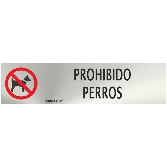 Interdiction aux chiens, panneau informatif en acier inoxydable de 50 x 200 mm SEKURECO
