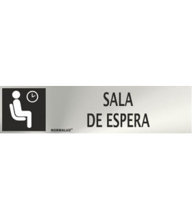 Cartel informativo d acero inoxidable rectangular Sala de espera 50x200mm SEKURECO