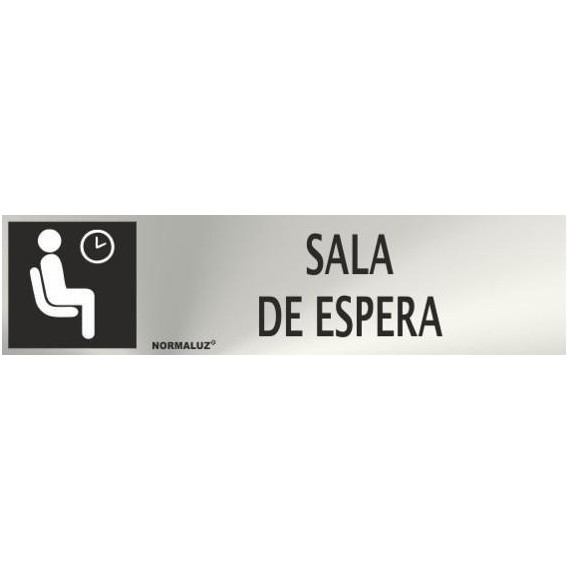 Cartel informativo d acero inoxidable rectangular Sala de espera 50x200mm SEKURECO