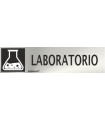 Segnale informativo in acciaio inox Laboratorio (adesivo di 0,8 mm) 50 x 200 mm SEKURECO