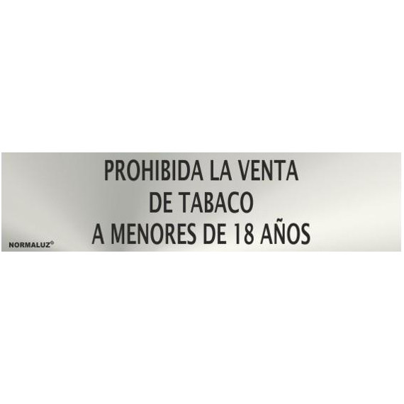 Señal informativa de acero inoxidable Prohibida la Venta de Tabaco A Menores de 18 años de 0'8mm 50 x 200 mm SEKURECO