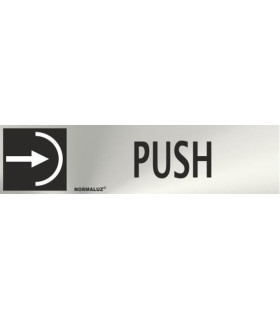 Cartel informativo de acero inox. Push Adhesivo de 0'8mm 50 x 200 SEKURECO mm