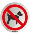 Informationsschild Rund Verboten Hunde Edelstahl. Kleber von 0,8 mm Ø 70 mm SEKURECO
