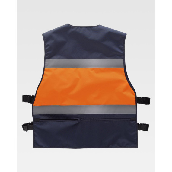 Colete fluorescente com ajustes laterais e bolso traseiro WORKTEAM C3602